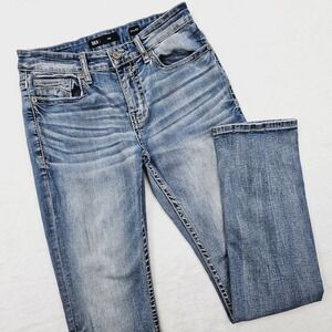 BKE Alec Mens 31W 32L Jeans Denim Straight Leg Medium Wash Stretch Blue Western